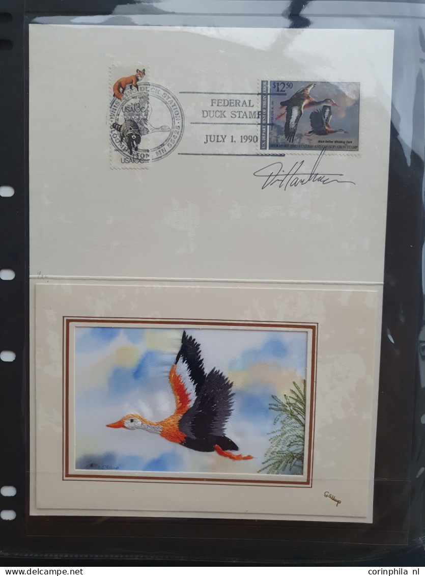 1980/1991 collection Duckstamps with ** stamps, fdc's etc. in approx 30 presentation packs, 2 albums in box