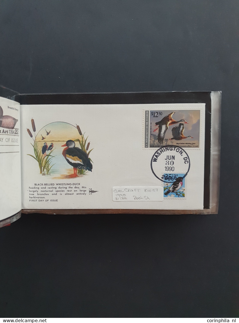 1980/1991 collection Duckstamps with ** stamps, fdc's etc. in approx 30 presentation packs, 2 albums in box