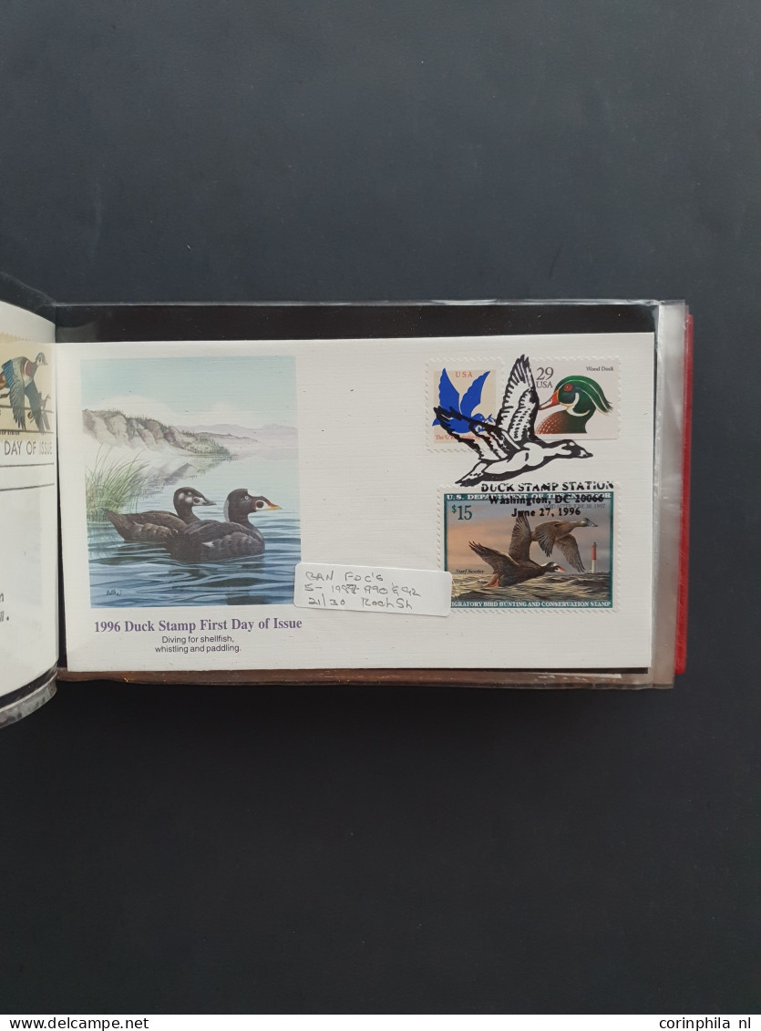 1980/1991 collection Duckstamps with ** stamps, fdc's etc. in approx 30 presentation packs, 2 albums in box