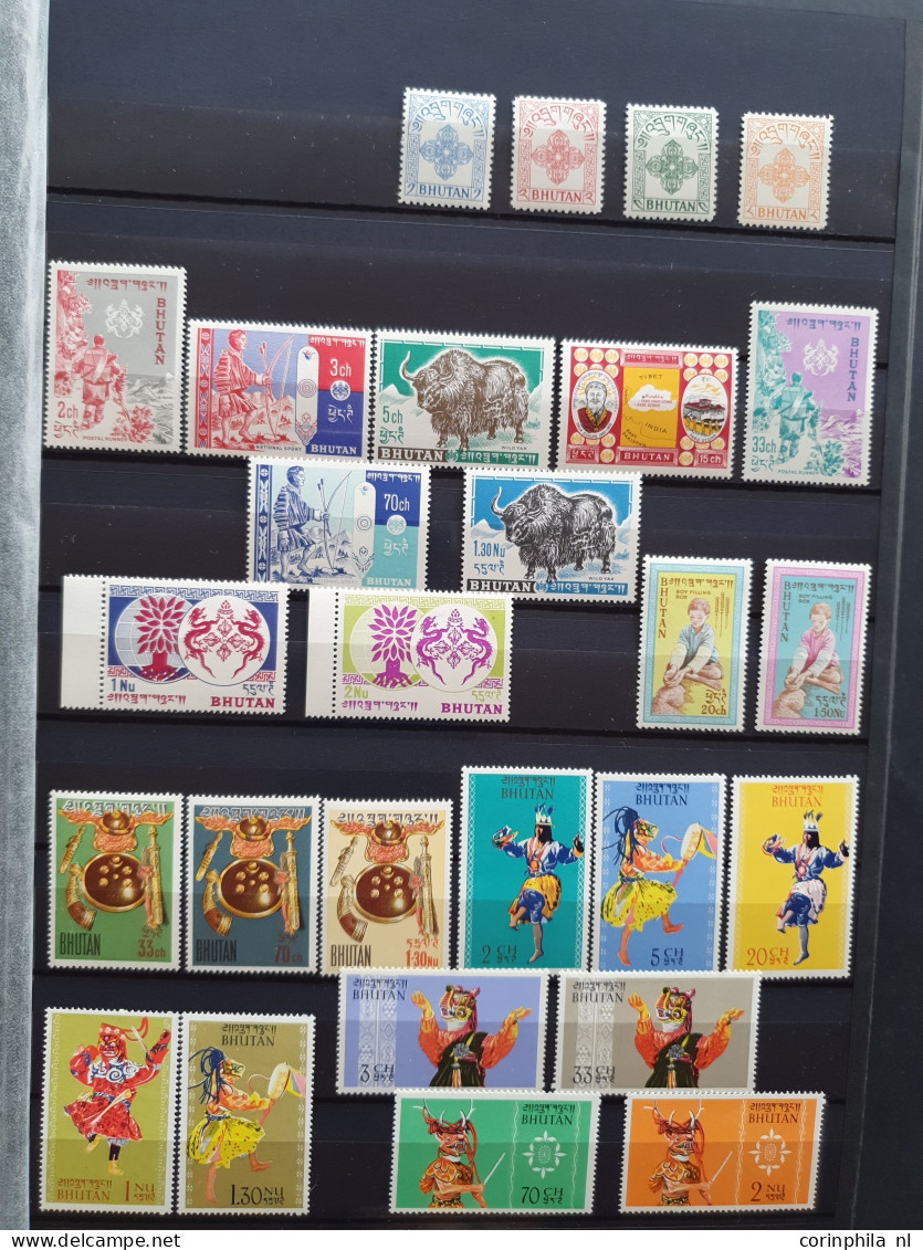 1930c. onwards collection Cambodja, Bhutan and Hong kong, used and */** with many sets, miniature sheets (topical issues