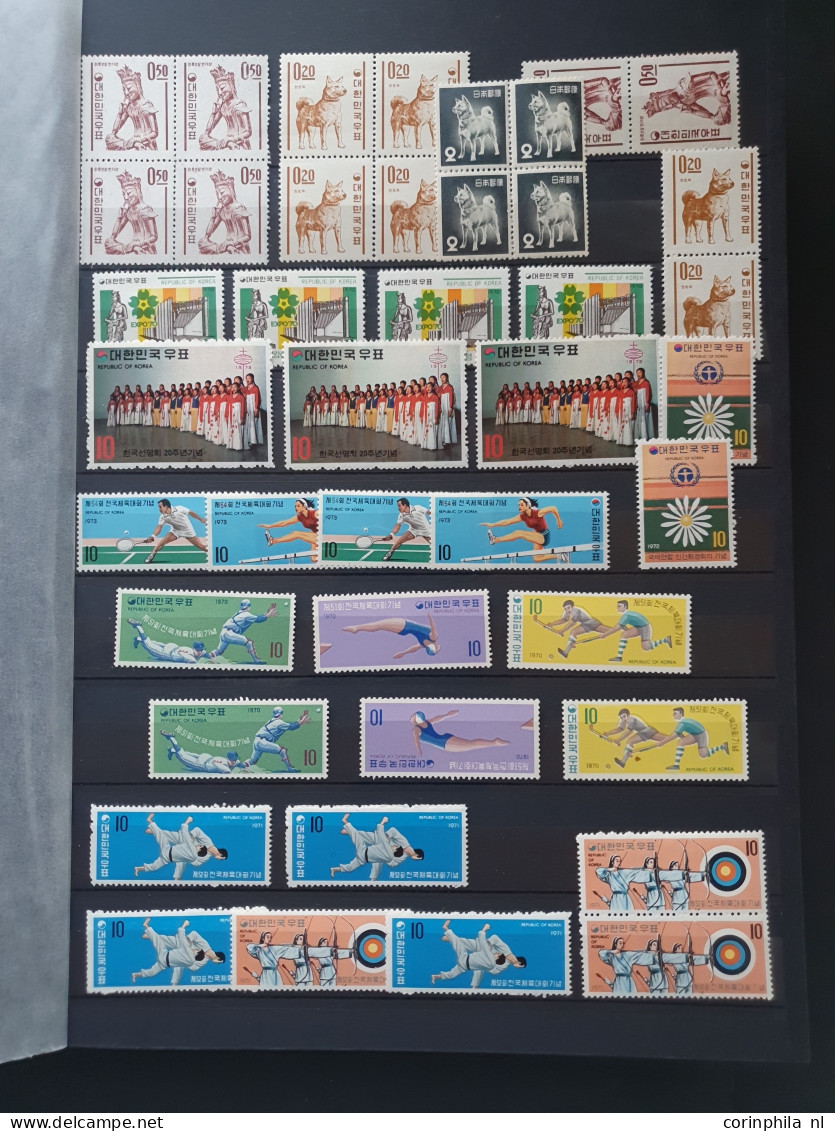 1953 onwards, nicely arranged collection with mostly ** sets and miniature sheets including China, Hong Kong, Korea, Jap