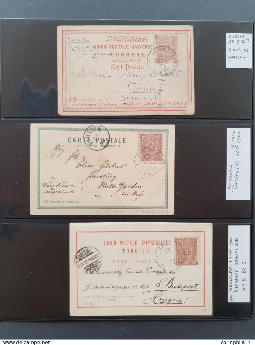 1880c. onwards postmark collection Jerusalem on Turkish, Austrian and German stamps including postal history with many p