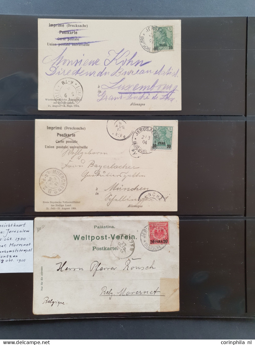 1880c. onwards postmark collection Jerusalem on Turkish, Austrian and German stamps including postal history with many p