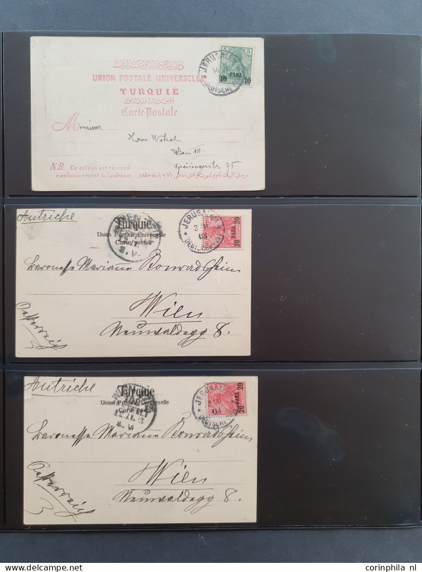 1880c. onwards postmark collection Jerusalem on Turkish, Austrian and German stamps including postal history with many p