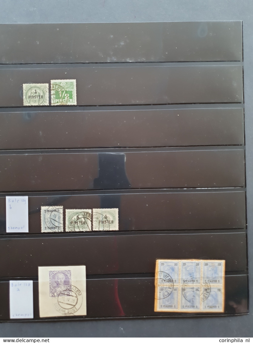 1880c. onwards postmark collection Jerusalem on Turkish, Austrian and German stamps including postal history with many p