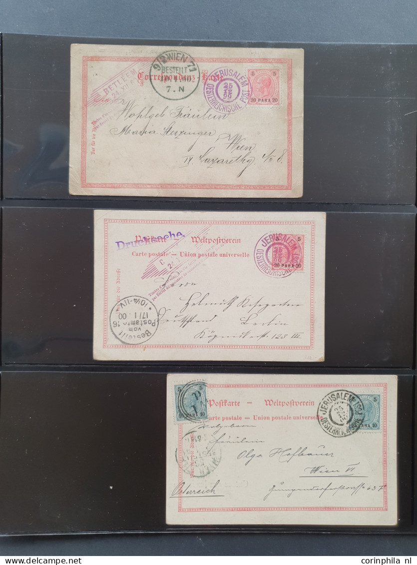 1880c. onwards postmark collection Jerusalem on Turkish, Austrian and German stamps including postal history with many p