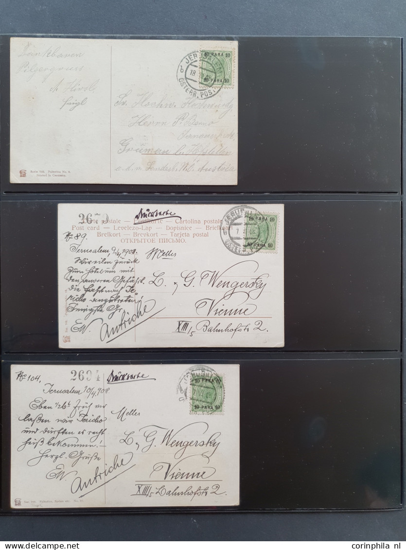 1880c. onwards postmark collection Jerusalem on Turkish, Austrian and German stamps including postal history with many p