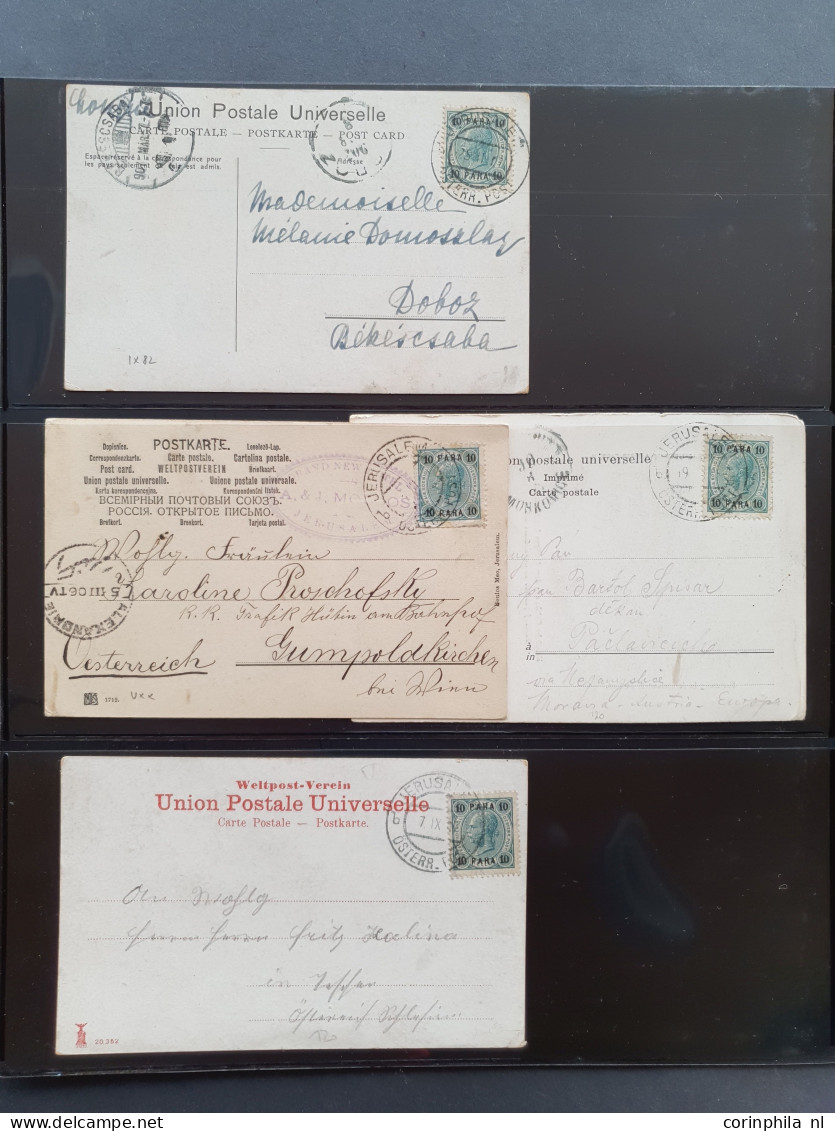 1880c. onwards postmark collection Jerusalem on Turkish, Austrian and German stamps including postal history with many p