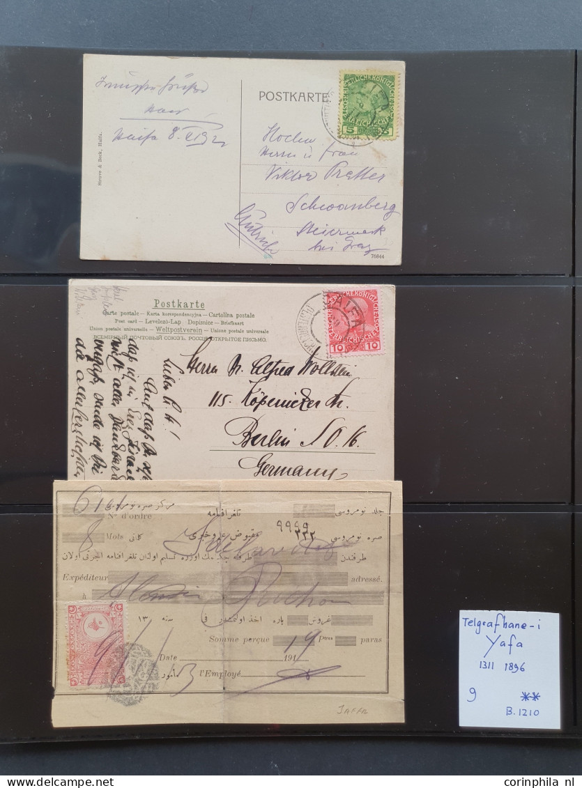 1880c. onwards postmark collection on Turkish, Austrian, German and Russian stamps including postal history (59 ex.) 