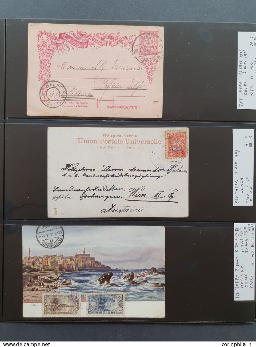 1880c. onwards postmark collection on Turkish, Austrian, German and Russian stamps including postal history (59 ex.) 