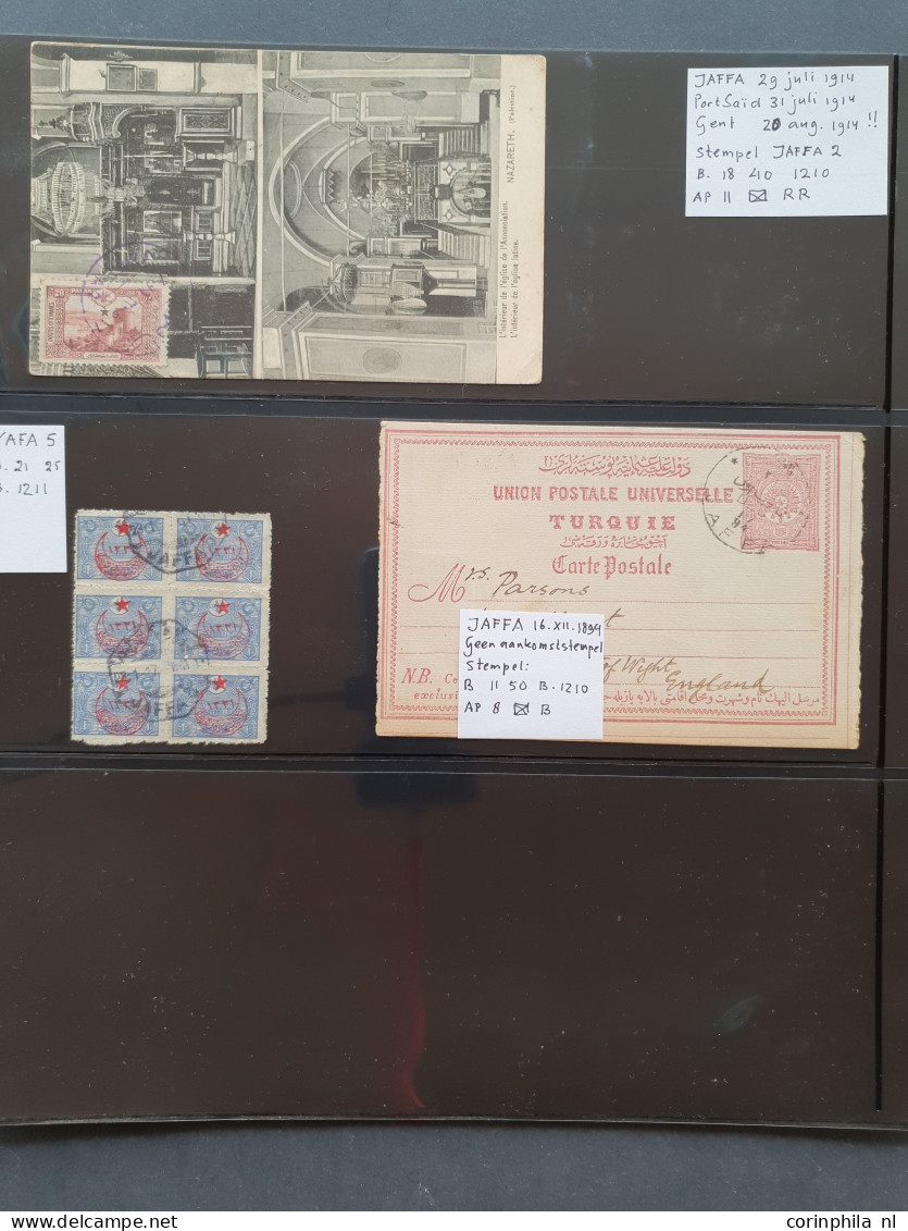 1880c. onwards postmark collection on Turkish, Austrian, German and Russian stamps including postal history (59 ex.) 