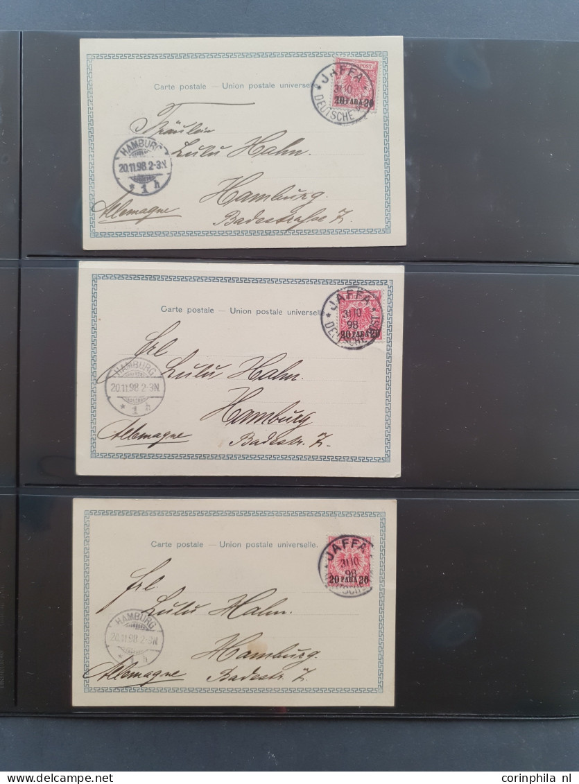 1880c. onwards postmark collection on Turkish, Austrian, German and Russian stamps including postal history (59 ex.) 