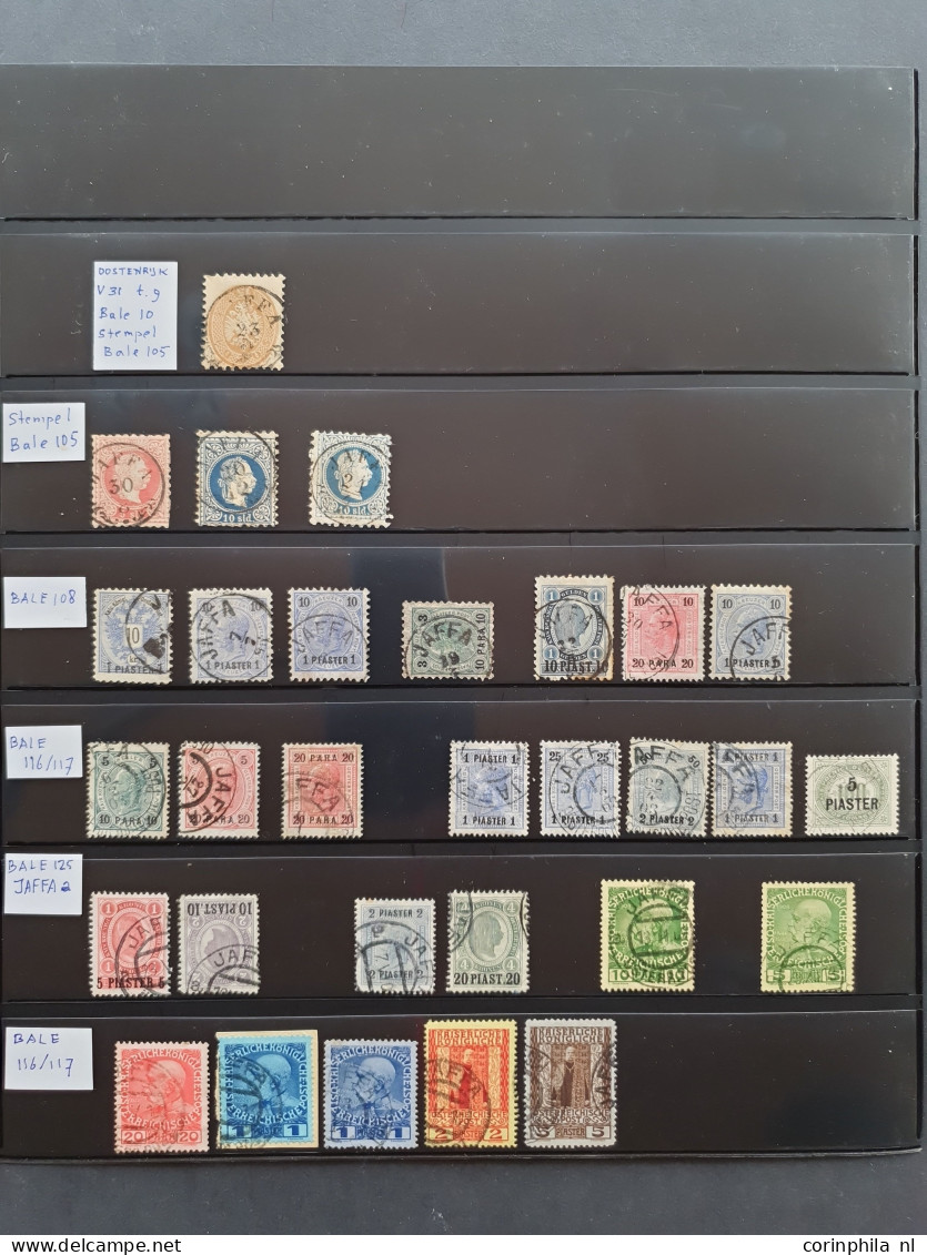 1880c. onwards postmark collection on Turkish, Austrian, German and Russian stamps including postal history (59 ex.) 