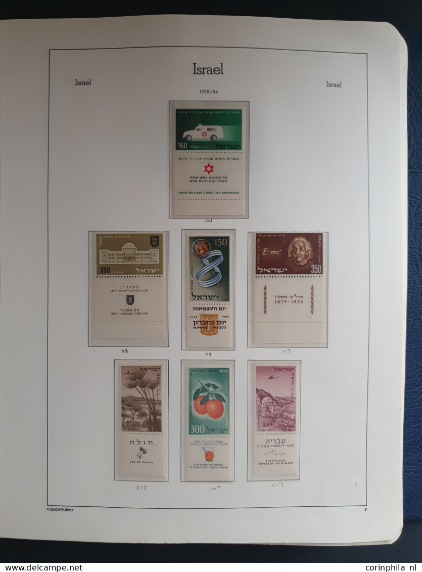 1948-1975, collection */** with a.o. Doar Ivri (nrs. 7-9 without tab), New Year, Birds, Negev Camel, Menora etc. in Leuc