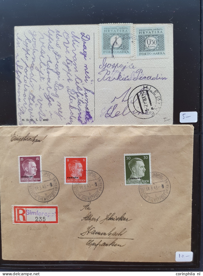 Cover 1900c onwards topic war mostly postal history including postcards with censor, registered, leaflets, postkrieg, fi