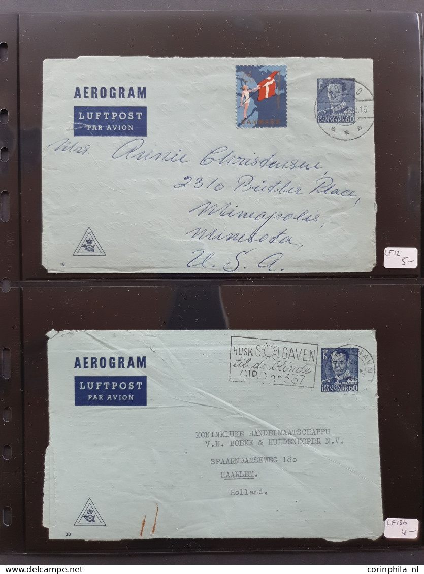 Cover 1945c. onwards Aerogrammes used and unused including many exotic countries, additionally franked, some specimen et