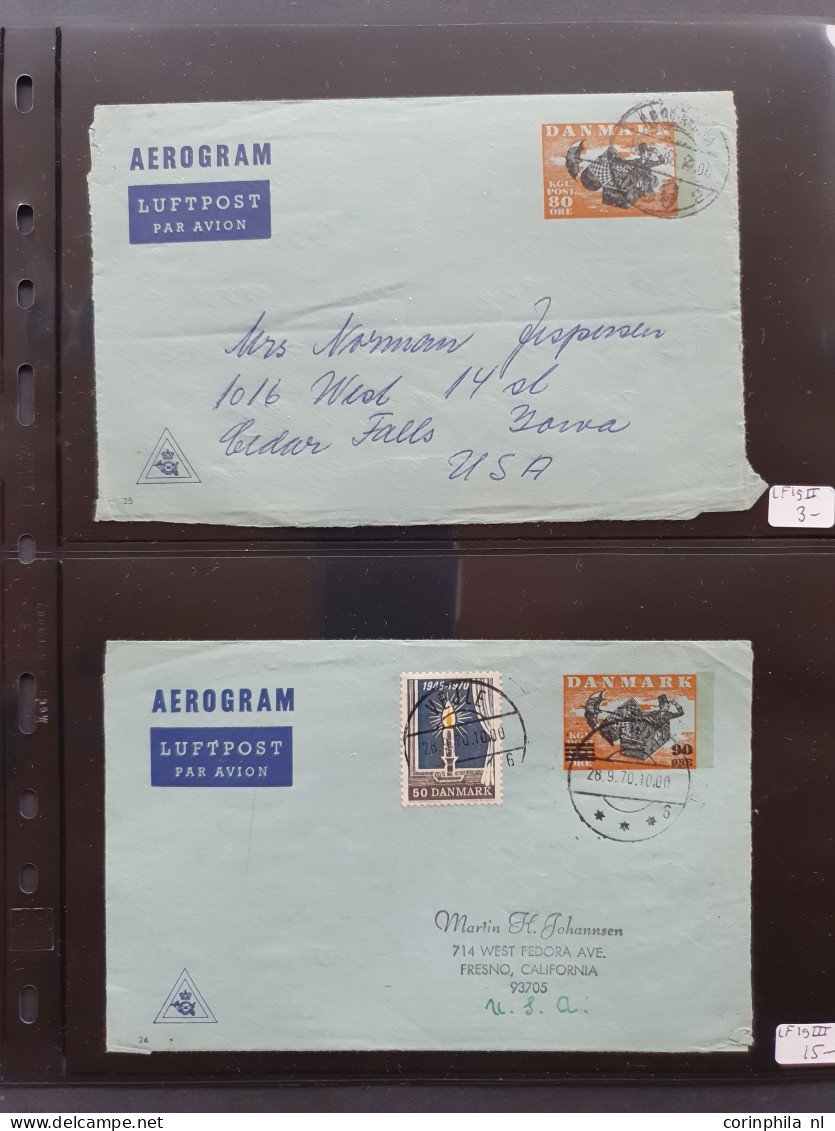 Cover 1945c. onwards Aerogrammes used and unused including many exotic countries, additionally franked, some specimen et