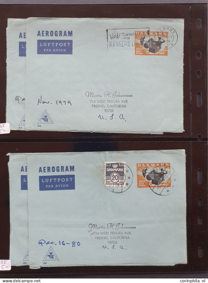 Cover 1945c. onwards Aerogrammes used and unused including many exotic countries, additionally franked, some specimen et