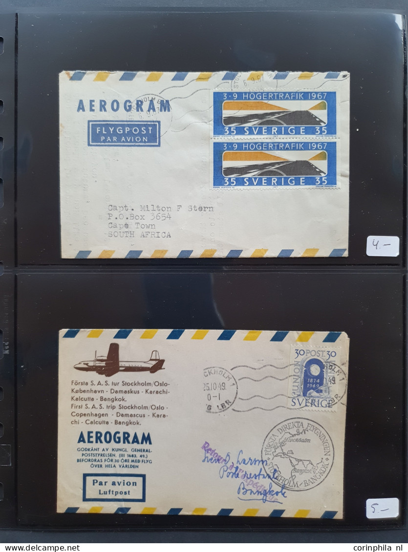 Cover 1945c. onwards Aerogrammes used and unused including many exotic countries, additionally franked, some specimen et