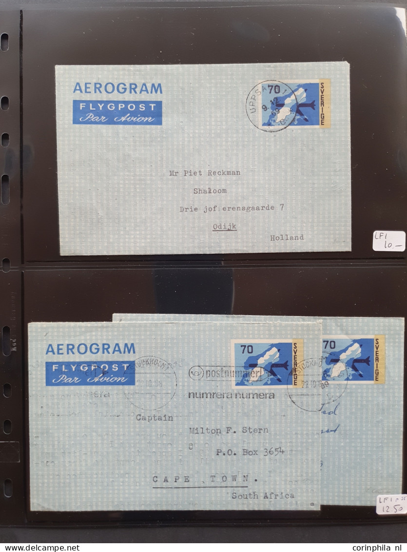 Cover 1945c. onwards Aerogrammes used and unused including many exotic countries, additionally franked, some specimen et