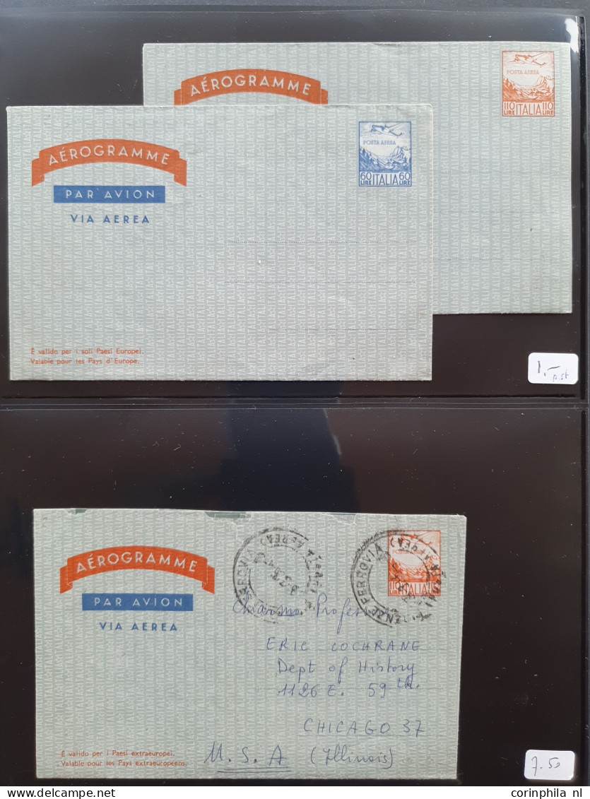 Cover 1945c. onwards Aerogrammes used and unused including many exotic countries, additionally franked, some specimen et