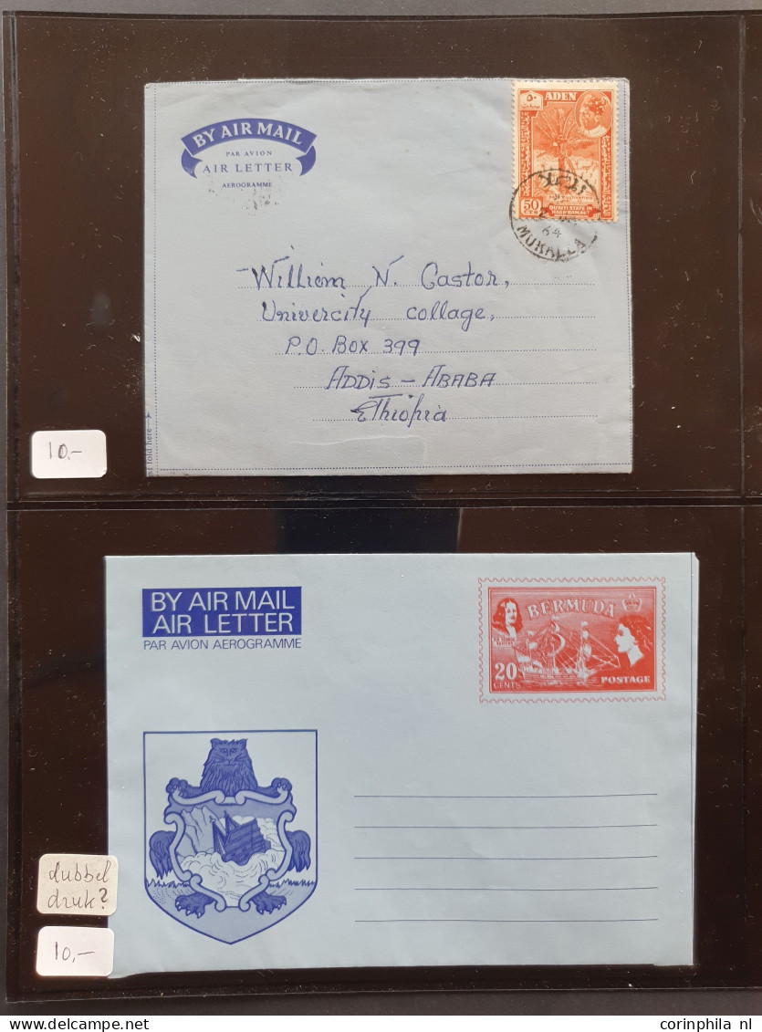 Cover 1945c. onwards Aerogrammes used and unused including many exotic countries, additionally franked, some specimen et