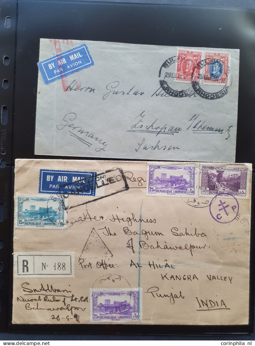 Cover , Airmail 1930-1950c collection of so-called 'bar and cross cancellations' (over 160 covers) including better comb