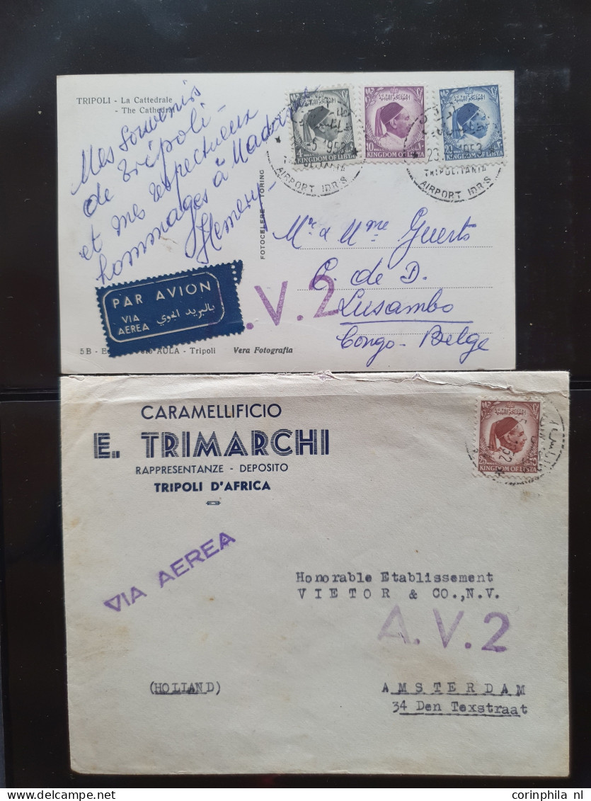 Cover , Airmail 1940-1960c. collection of covers/postcards/mail bag labels (approx. 140 items) all marked with A.V.2 han