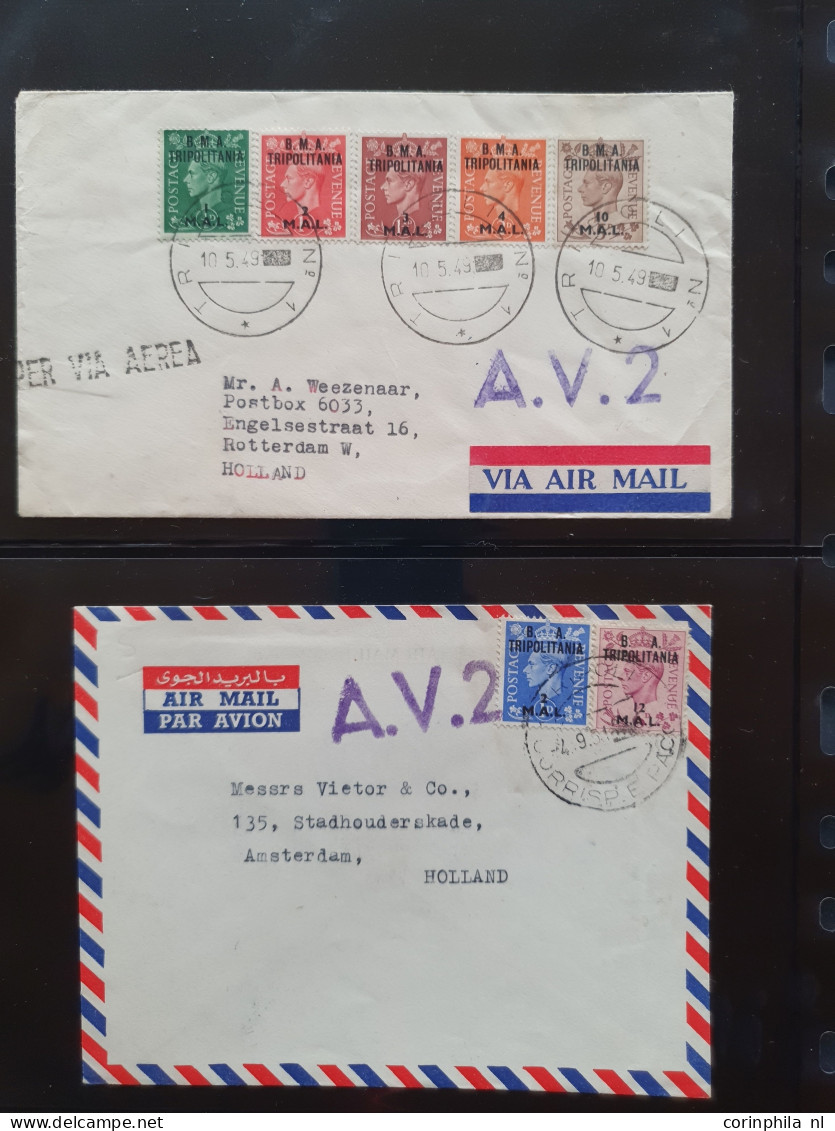 Cover , Airmail 1940-1960c. collection of covers/postcards/mail bag labels (approx. 140 items) all marked with A.V.2 han