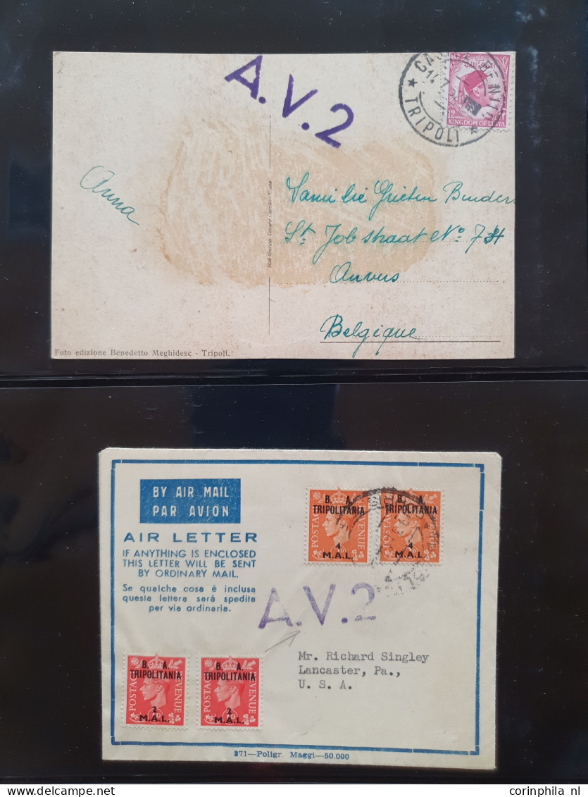 Cover , Airmail 1940-1960c. collection of covers/postcards/mail bag labels (approx. 140 items) all marked with A.V.2 han