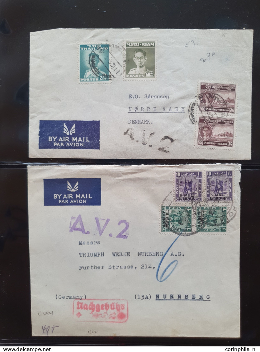 Cover , Airmail 1940-1960c. collection of covers/postcards/mail bag labels (approx. 140 items) all marked with A.V.2 han