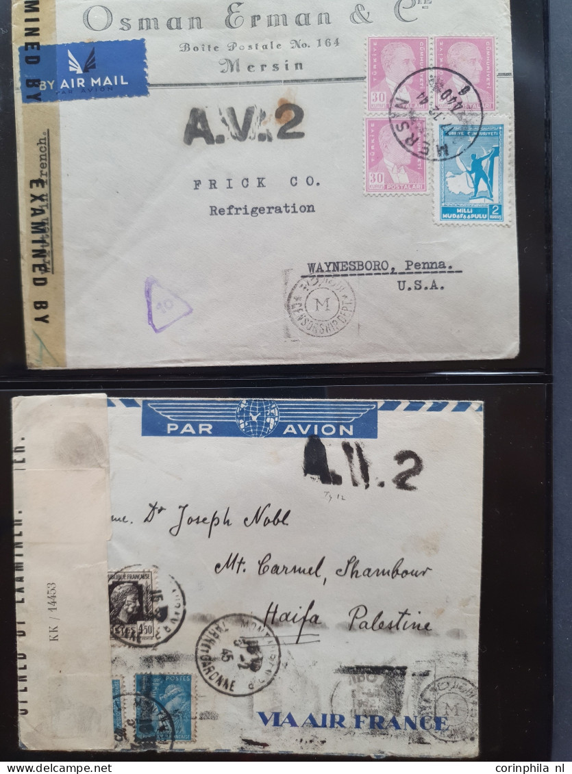 Cover , Airmail 1940-1960c. collection of covers/postcards/mail bag labels (approx. 140 items) all marked with A.V.2 han