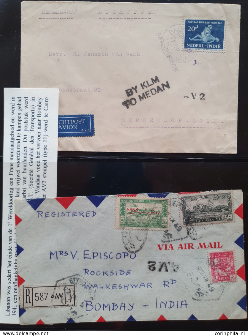 Cover , Airmail 1940-1960c. collection of covers/postcards/mail bag labels (approx. 140 items) all marked with A.V.2 han