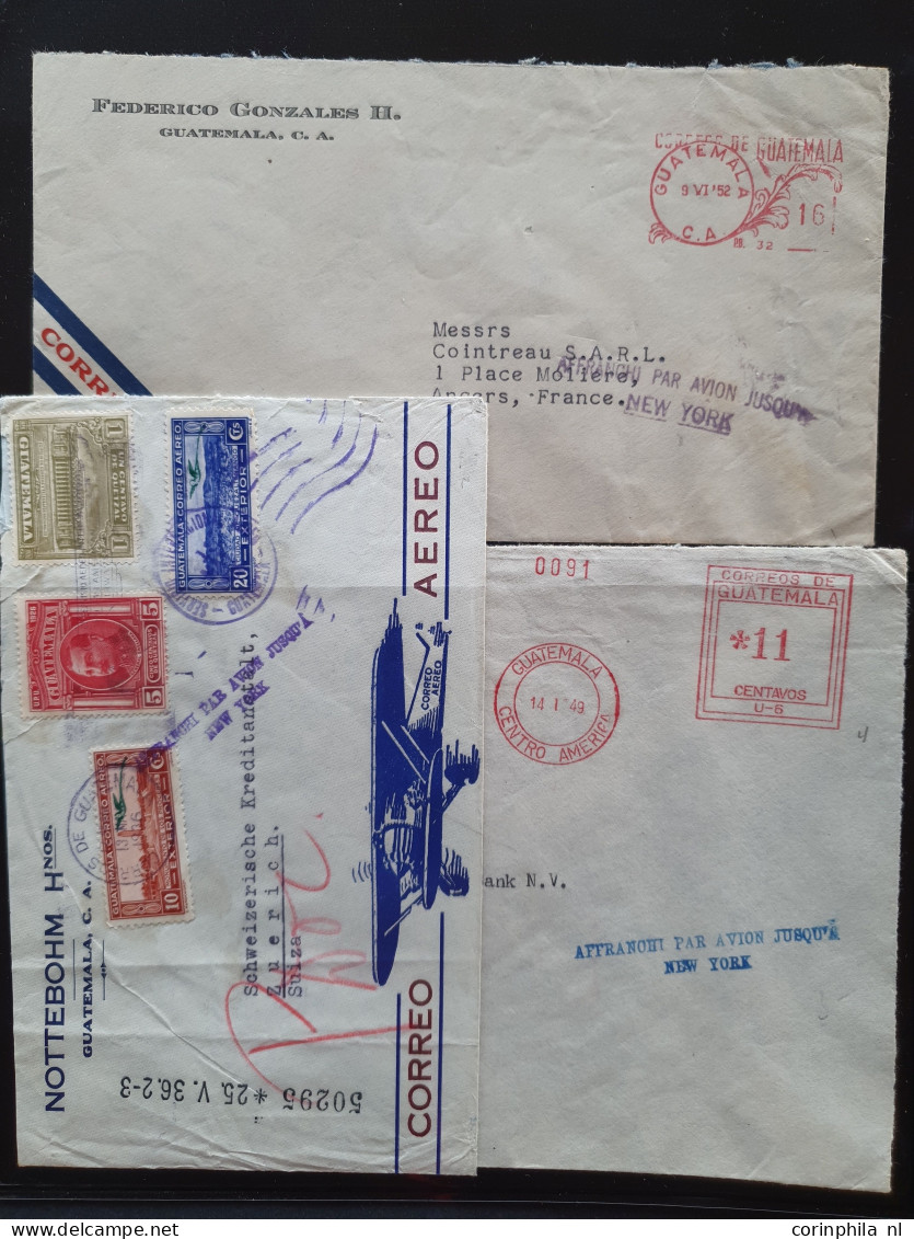 Cover , Airmail 1930-1960c Collection Of Jusqu'à Handstamps And Similar Route Indications In English (approx. 160 Covers - Colecciones (en álbumes)