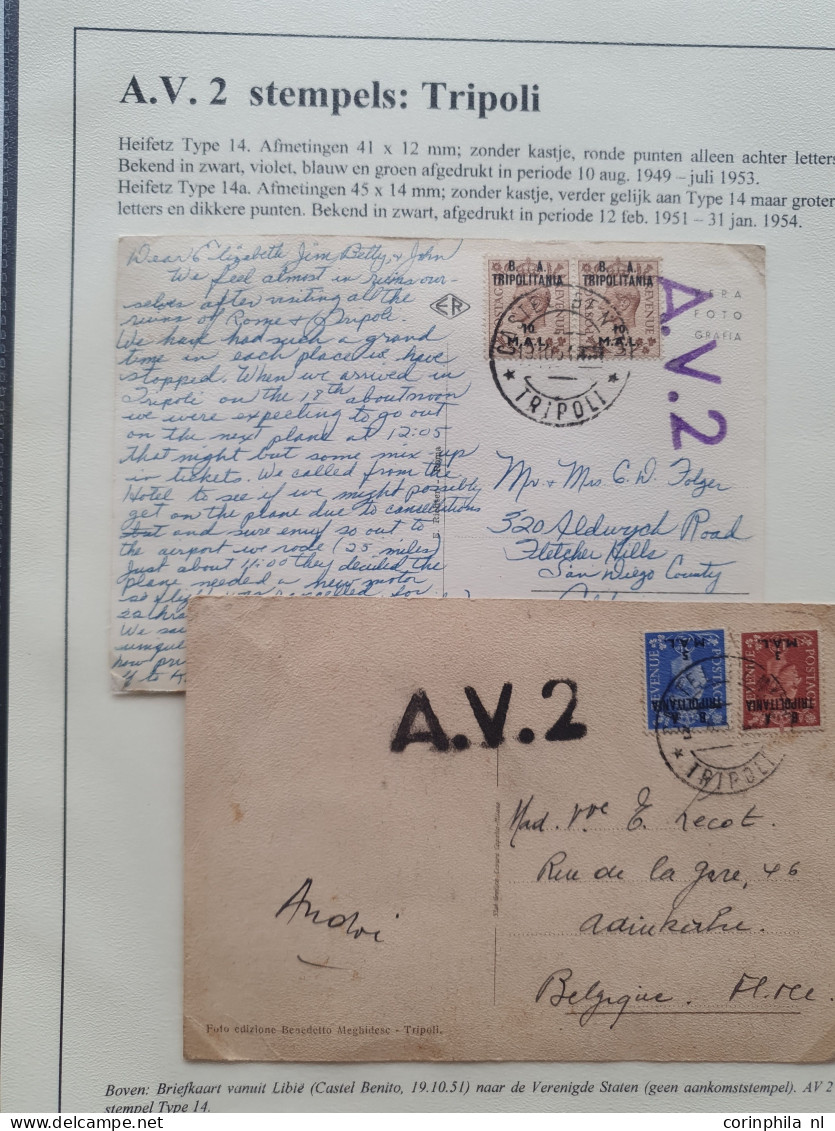 Cover , Airmail 1940-1960c. small exhibition collection of A.V.2. postmarks (18 covers/postcards) sorted by office inclu