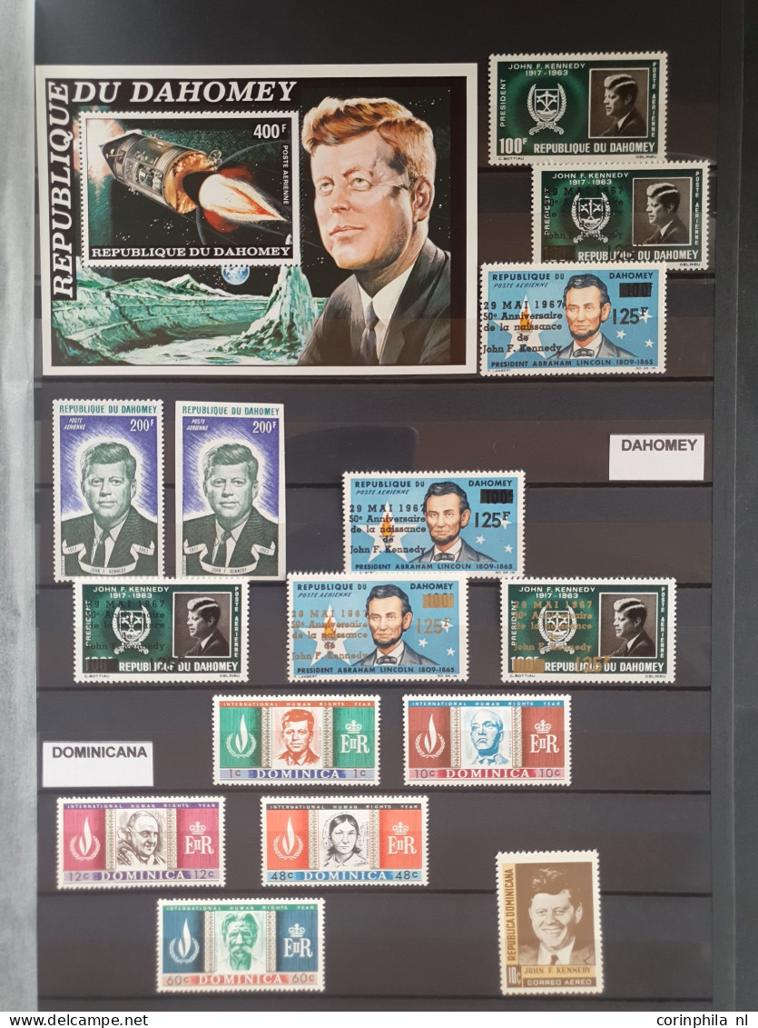 1960/1980c Collection John F Kennedy And Winston Churchil Mostly ** Material With Better Items (Qatar Overprints), Imper - Collections (with Albums)