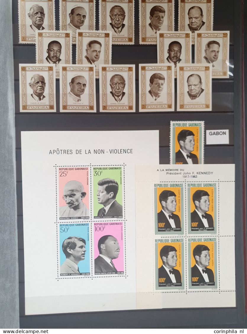 1960/1980c collection John F Kennedy and Winston Churchil mostly ** material with better items (Qatar overprints), imper