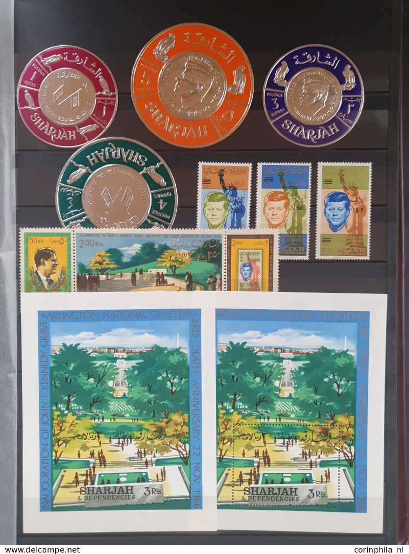 1960/1980c collection John F Kennedy and Winston Churchil mostly ** material with better items (Qatar overprints), imper