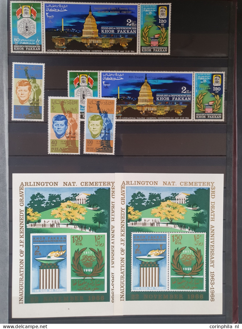 1960/1980c collection John F Kennedy and Winston Churchil mostly ** material with better items (Qatar overprints), imper