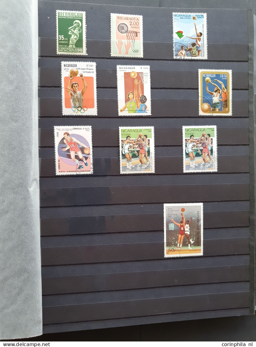 1950-2010 collection basketball sorted by country (A-Z). In addition some other sport related stamps (Ferrari, Bridge) i