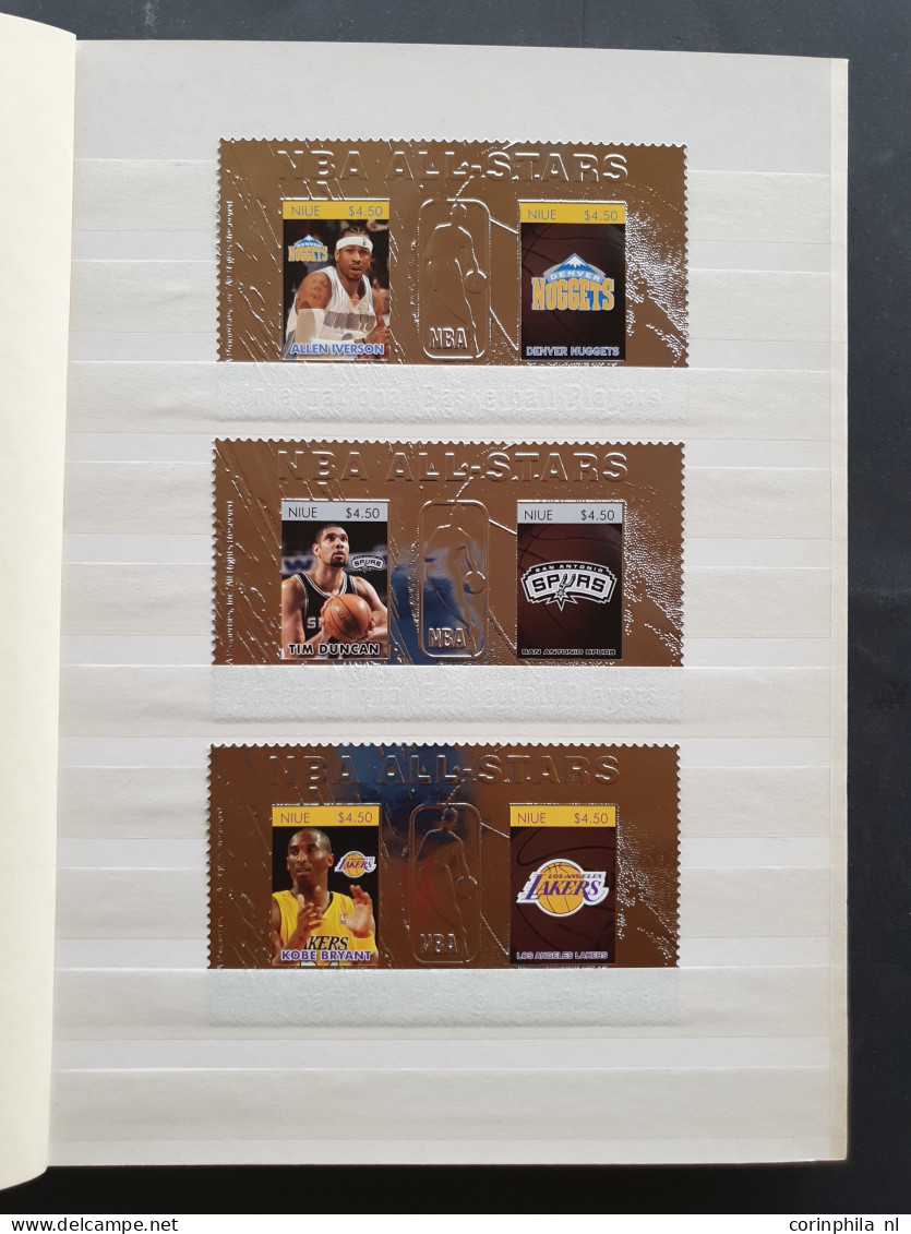 1950-2010 collection basketball sorted by country (A-Z). In addition some other sport related stamps (Ferrari, Bridge) i