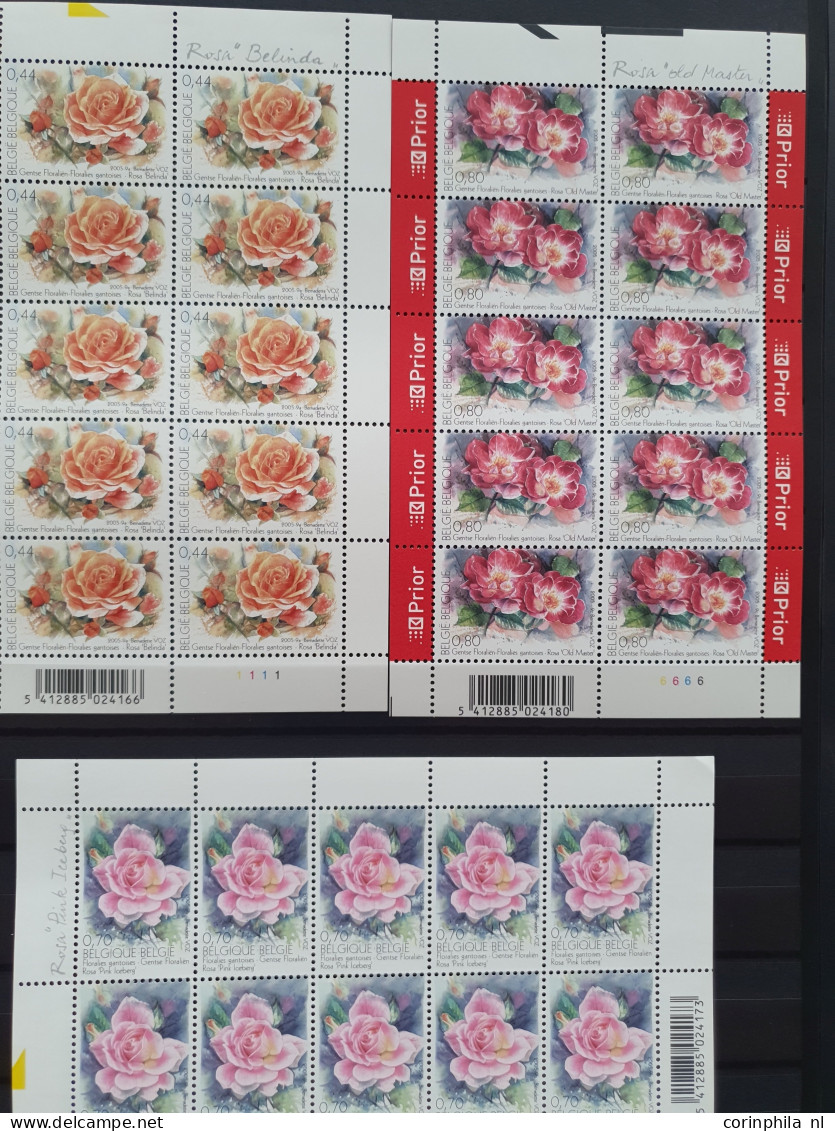 1950-2015 collection Roses (flower) used and */** sorted by country (A-Z) including booklets in 4  stockbooks and 2 enve