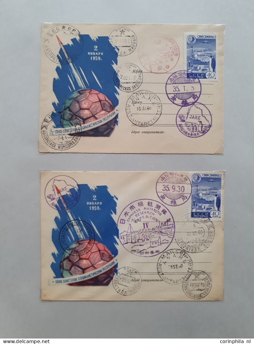 Cover 1956/2006 Collection With About 260 Antarctic Expedition Covers, With Japan, Russia, Australia, China Etc. In 5 Al - Collections (with Albums)