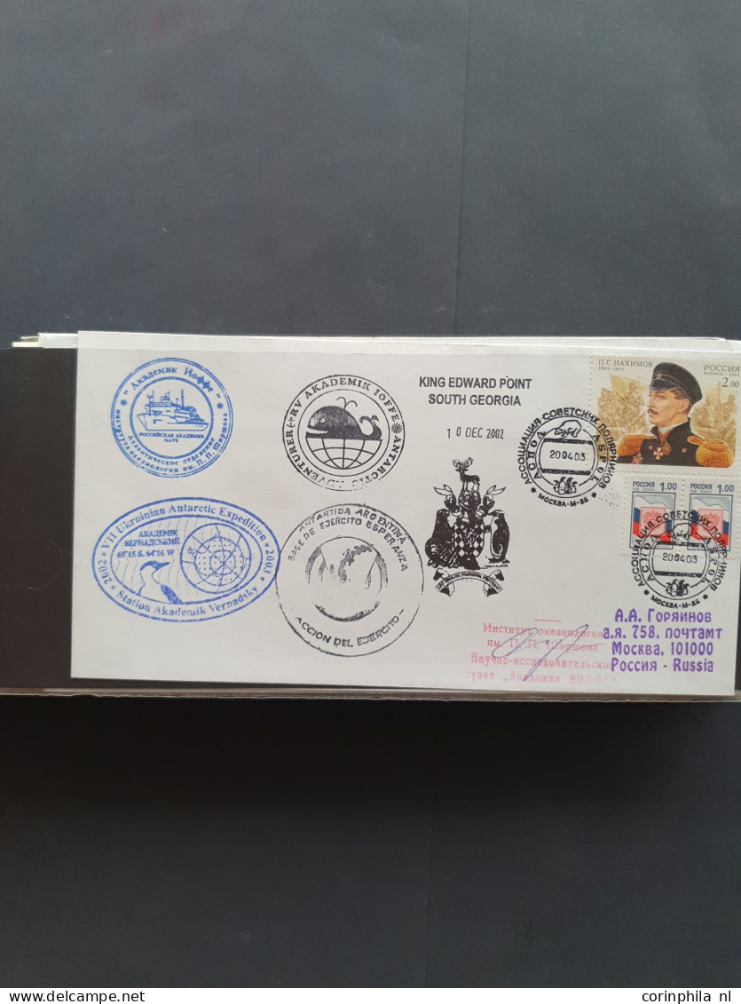 Cover 1956/2006 collection with about 260 Antarctic expedition covers, with Japan, Russia, Australia, China etc. in 5 al