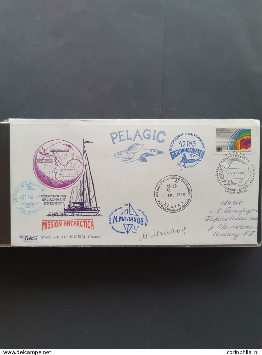 Cover 1956/2006 collection with about 260 Antarctic expedition covers, with Japan, Russia, Australia, China etc. in 5 al