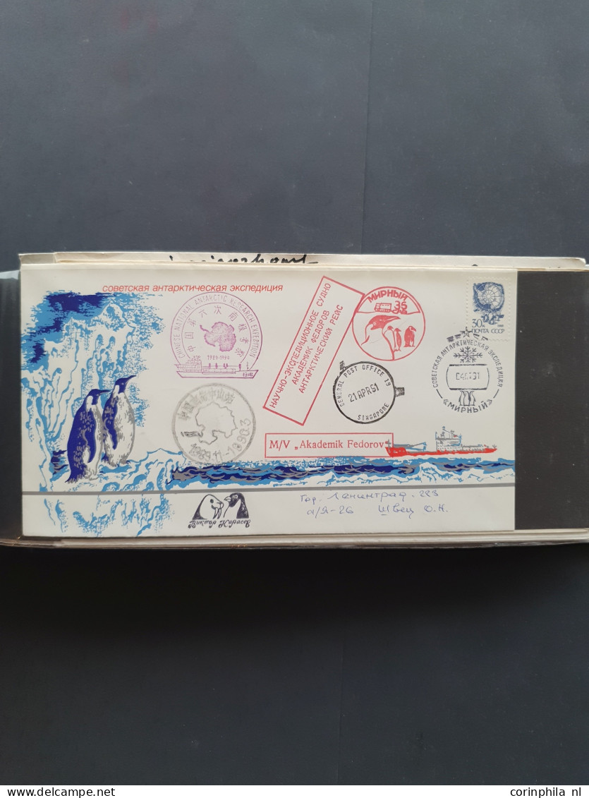 Cover 1956/2006 collection with about 260 Antarctic expedition covers, with Japan, Russia, Australia, China etc. in 5 al