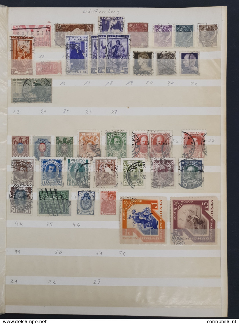 1850-2000 ca., mainly used with a.o. classics, Italy, Scandinavia etc. in 9 stockbooks