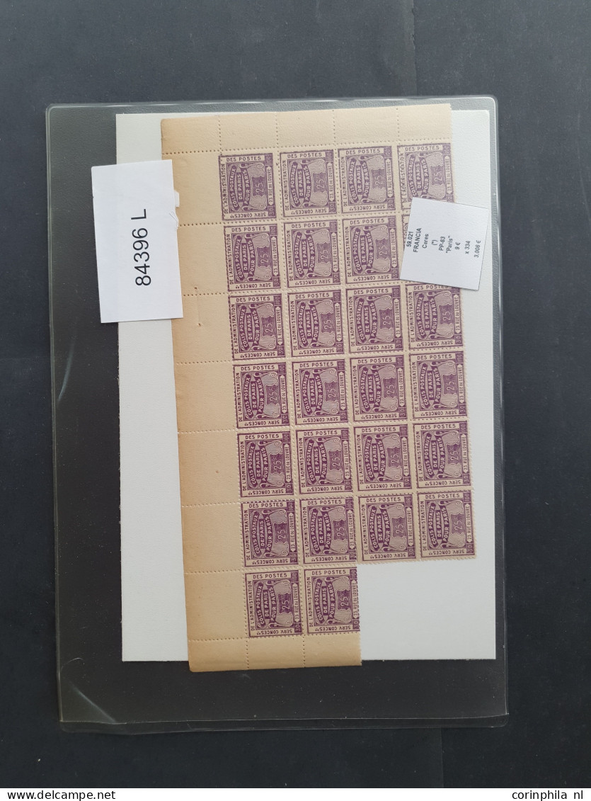 1800c. onwards approx. 37 stampless covers, a large number of parcel stamps (colis postaux) in sheet parts, classic stam