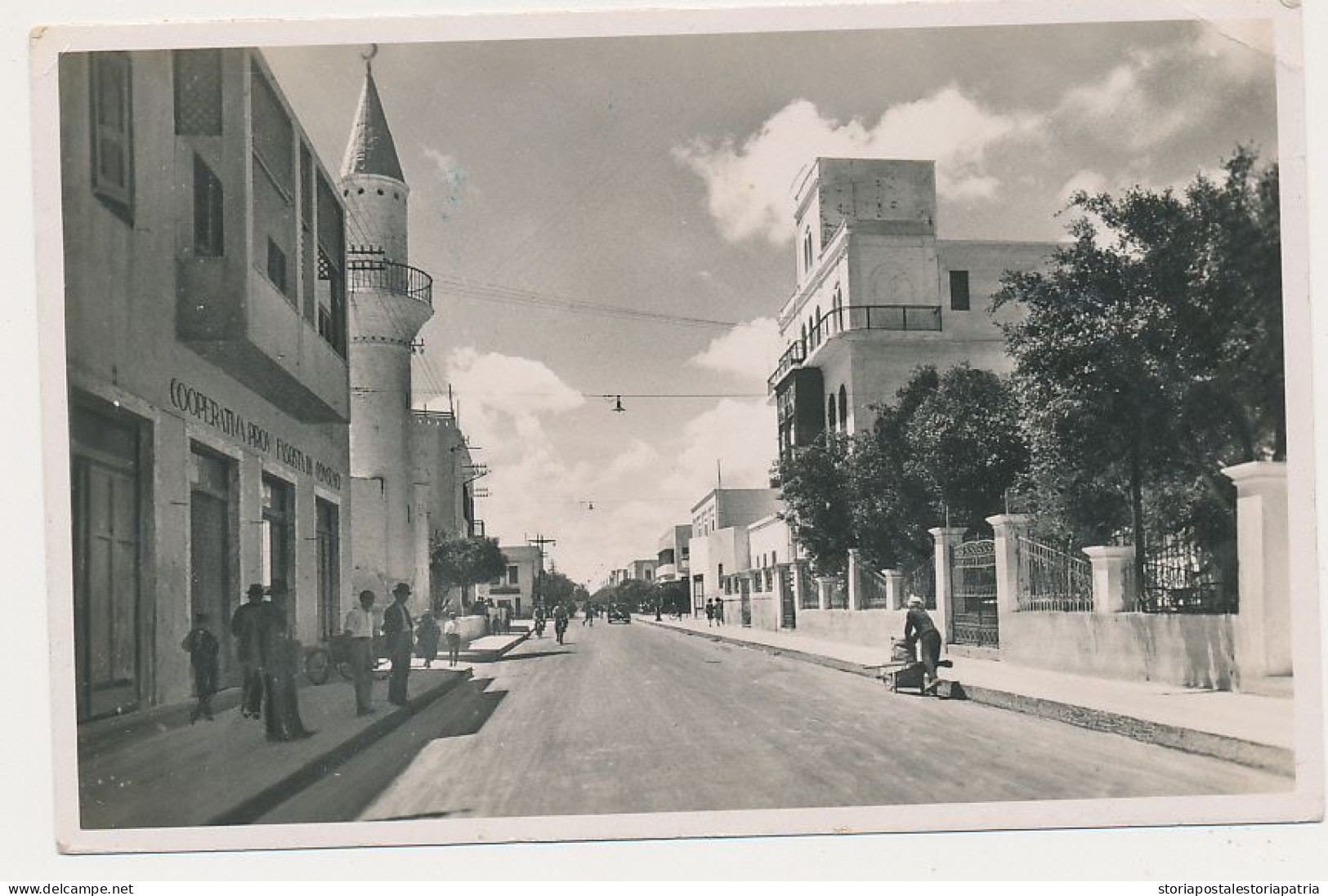 1940 COLONIE ITALIANE BENGASI CARTOLINA FOTOGRAFICA VIA VITTORIO VENETO - Libya