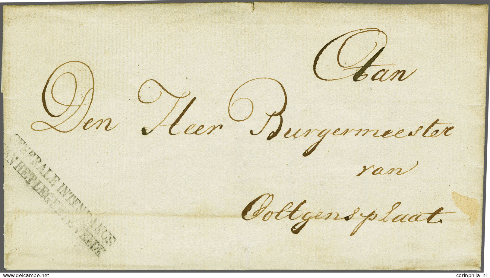 Cover 1814, GENERALE INTENDANCE/ VAN HET LEGER TE VELDE In Zwart, Pracht Afdruk Tweeregelig Stempel Op Portvrije Omslag  - ...-1852 Préphilatélie